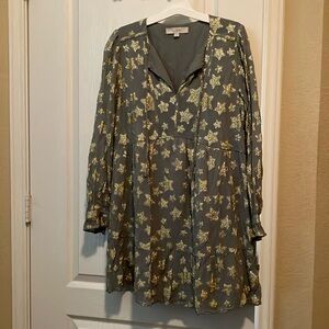 LOFT Yellow and White 3/4 Sleeve Tunic